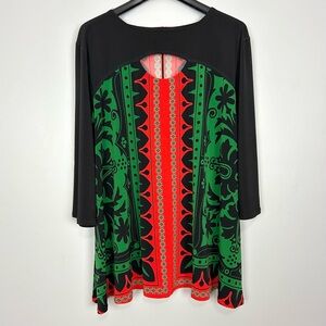 Eva Varro Colorful Knit Tunic Top Women’s Size 3X Damask Keyhole Neckline